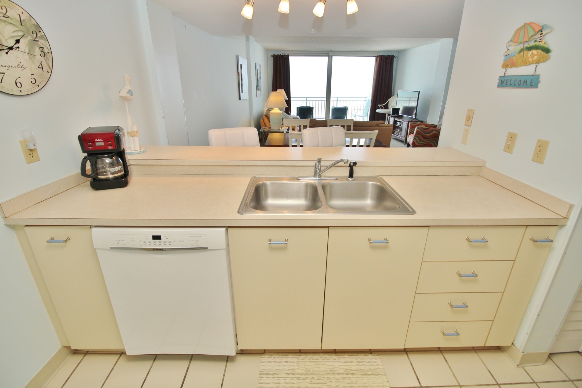 Gaze at the ocean while cooking a meal!