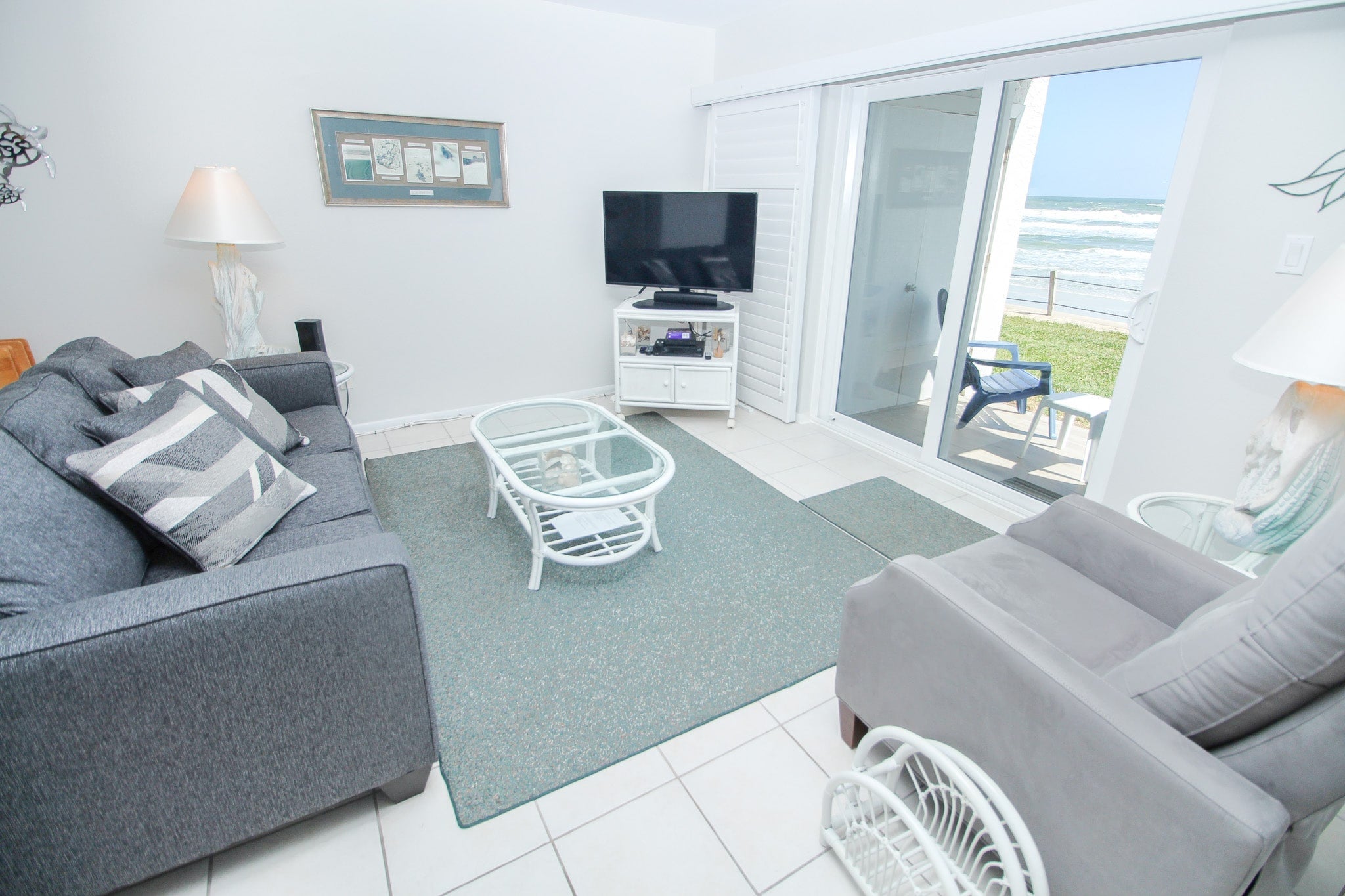 Living room with an oceanfront view