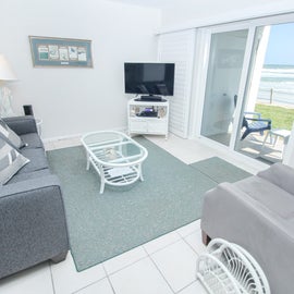 Living room with an oceanfront view