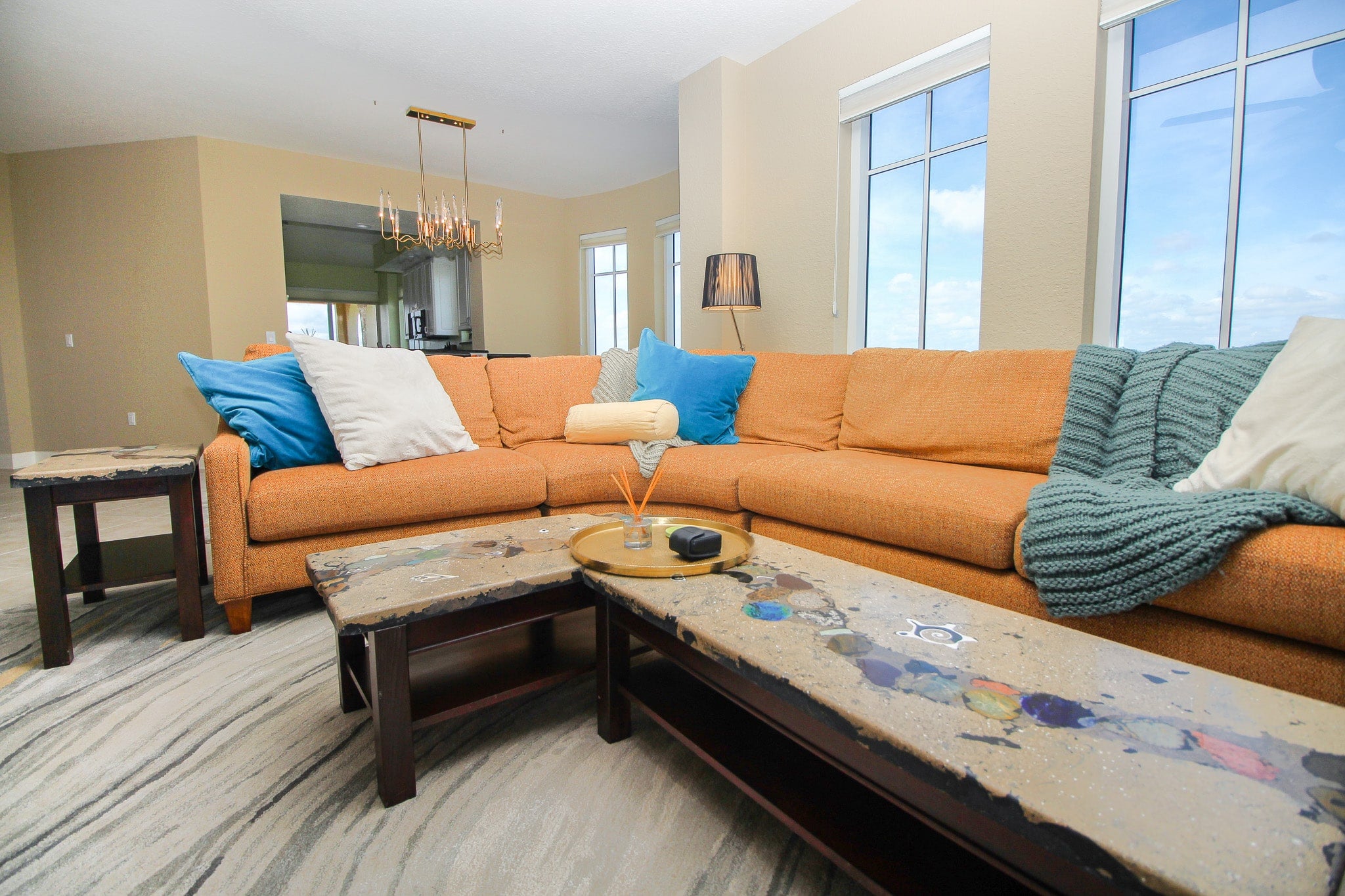 Cozy orange sectional